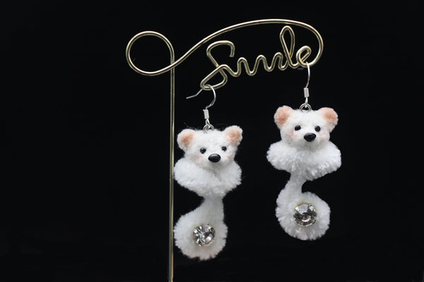 Handcraft Woolen Twisted Stick Earring-Doggie 2